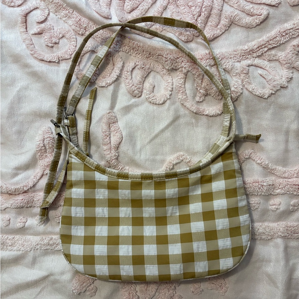 Zara Gingham Shoulder Bag in Tan and White